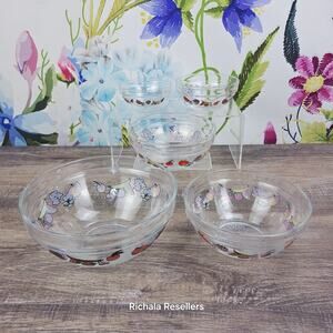 Durable Imperial Glass Nesting Bowls 5 Piece Set Fruits Heat Resistant Vintage
